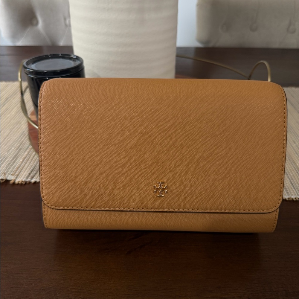 Tory Burch Camel Leather Crossbody Bag